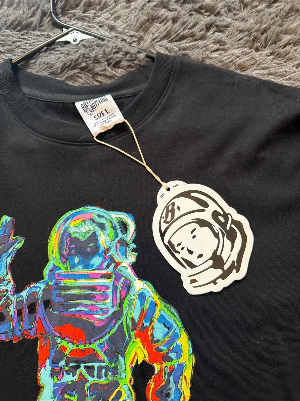 Billionaire Boys Club Black Tee with Neon Astronaut Graphic - Picture 3 of 3